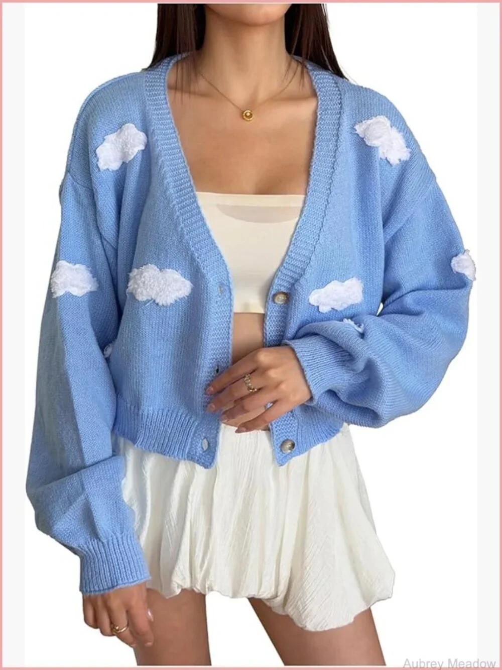 Women's V-Neck Long Sleeve Crop Cardigan